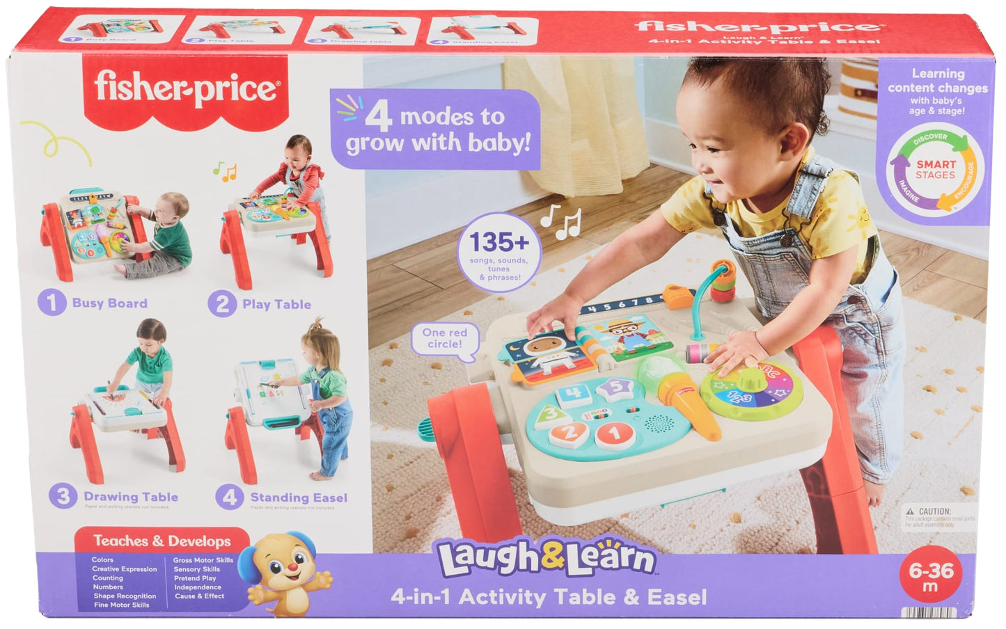 Fisher-Price Laugh & Learn 4-In-1 Activity Table & Easel, Electronic Learning Toy For Baby & Toddler