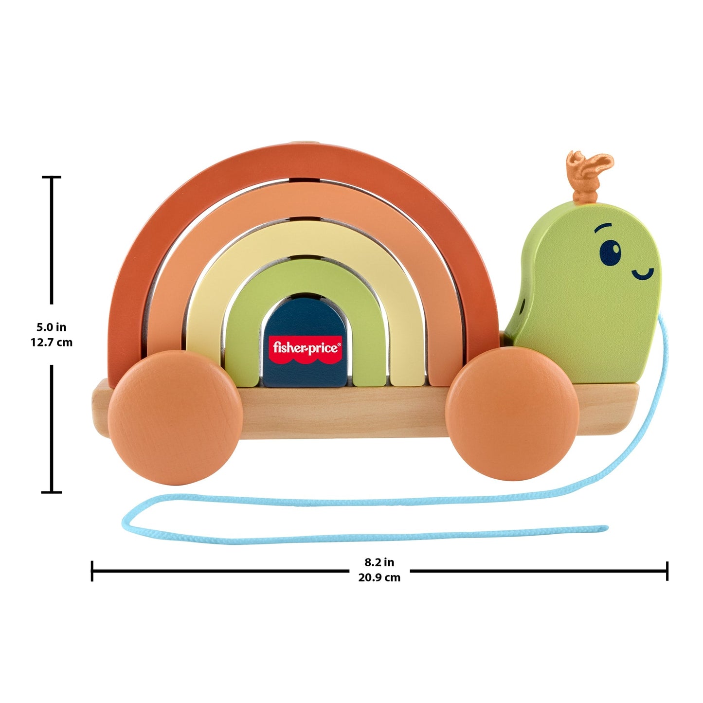 Fisher-Price Tiny Garden Wooden Pull-Along Stacking Snail Toddler Toy, 6 Wood Pieces