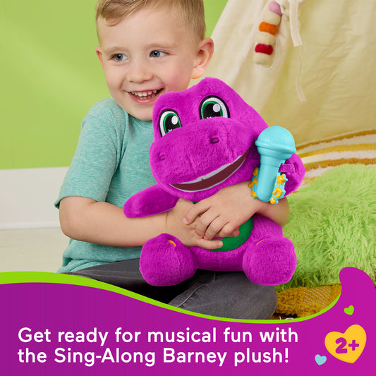 Fisher-Price Barney's World Sing Along Barney Plush, 10.5-inch Figure, Songs, Sounds & Soft Texture