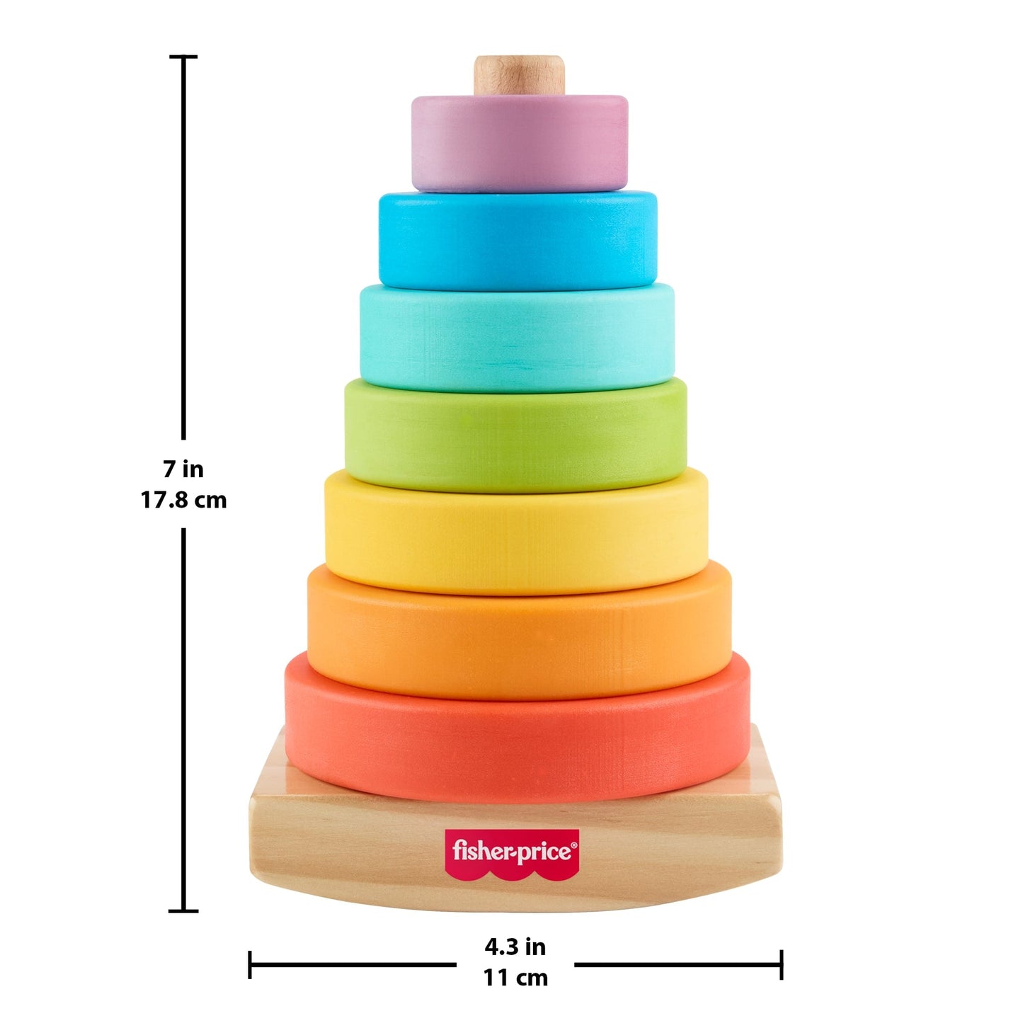 Fisher-Price Wooden Rock-A-Stack, Toddler Ring-Stacking Activity Toy With 8 Wood Pieces