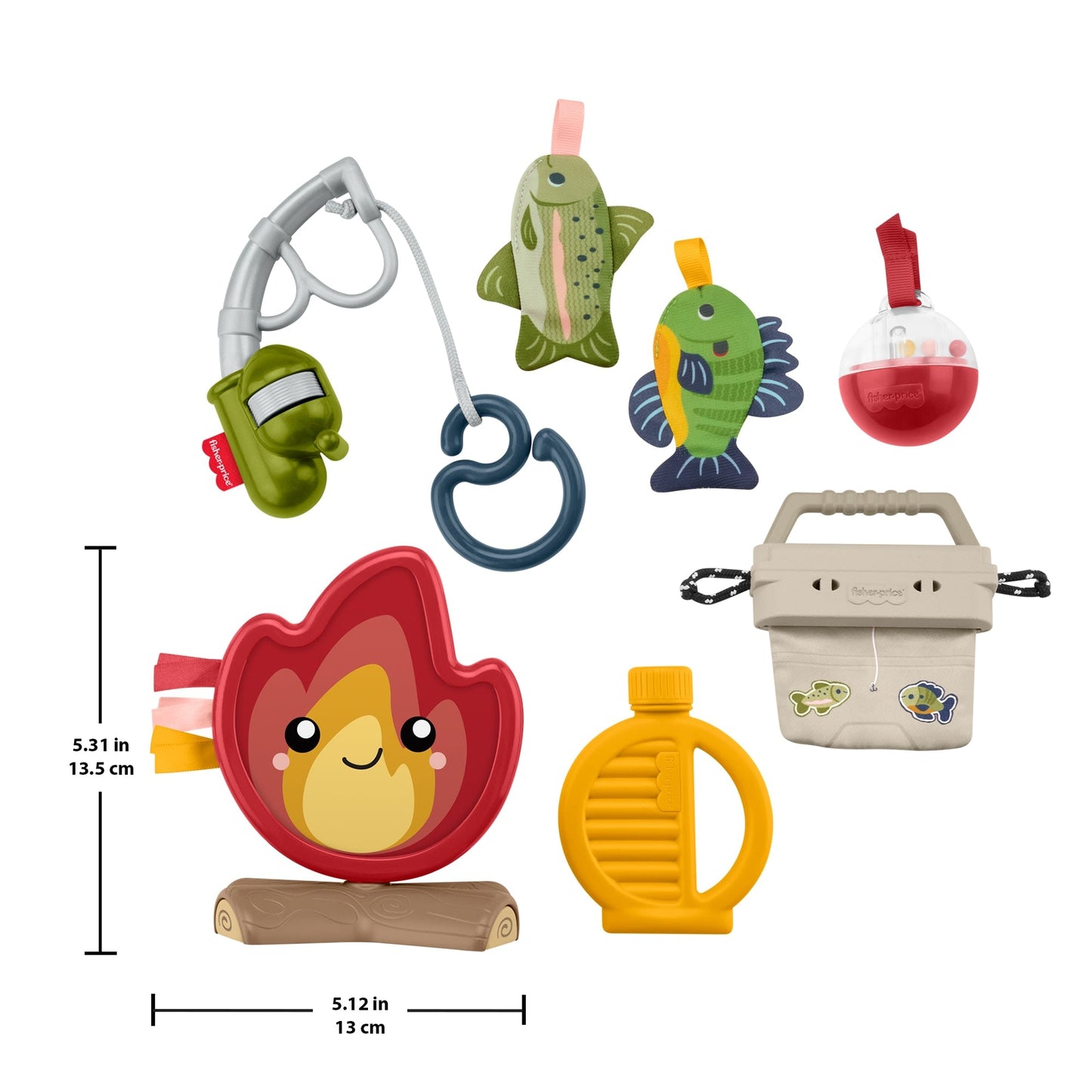 Fisher-Price Mini Me Moments Camp & Crinkle Gift Set, 7-Piece Fishing & Hiking Baby Activity Toys