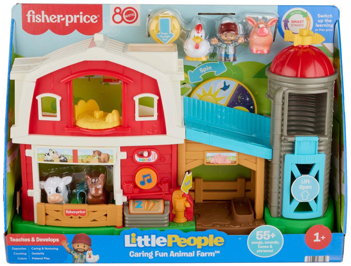 Fisher-Price Little People Caring Fun Animal Farm Playset Toddler Learning Toy, 6 Play Pieces