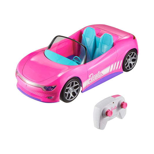 Hot Wheels RC Barbie Convertible & 2 Barbie Dolls, Battery-Powered Remote-Control Toy Car