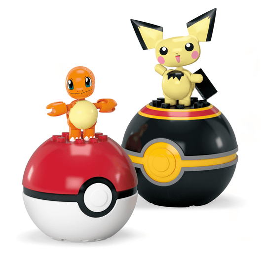 MEGA Pokémon Poké Ball 2-Pack Building Toy Kits With 2 Action Figures (40 Pieces) For Kids