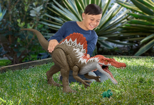 Jurassic World Super Colossal Spinosaurus Pack, 36 inch Long Dinosaur Toy & 2 Mini Figures