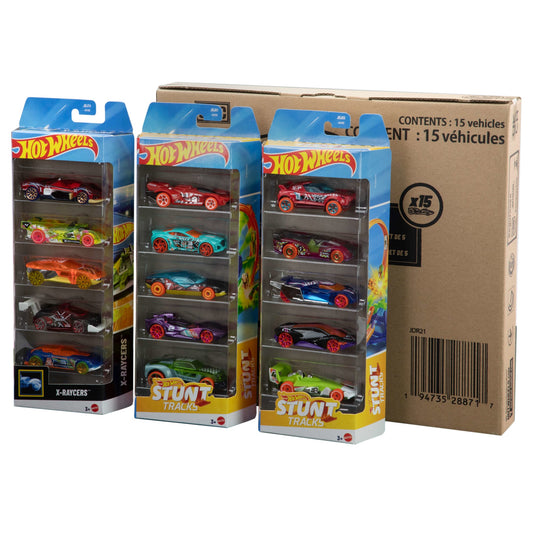 Hot Wheels 5-Pack Bundle Toy Cars Or Trucks, 15 Themed 1:64 Scale Vehicles