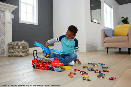 Hot Wheels City Hot Wheels Ultimate Dual Dragon Transporter & 2 1:64 Scale Toy Cars