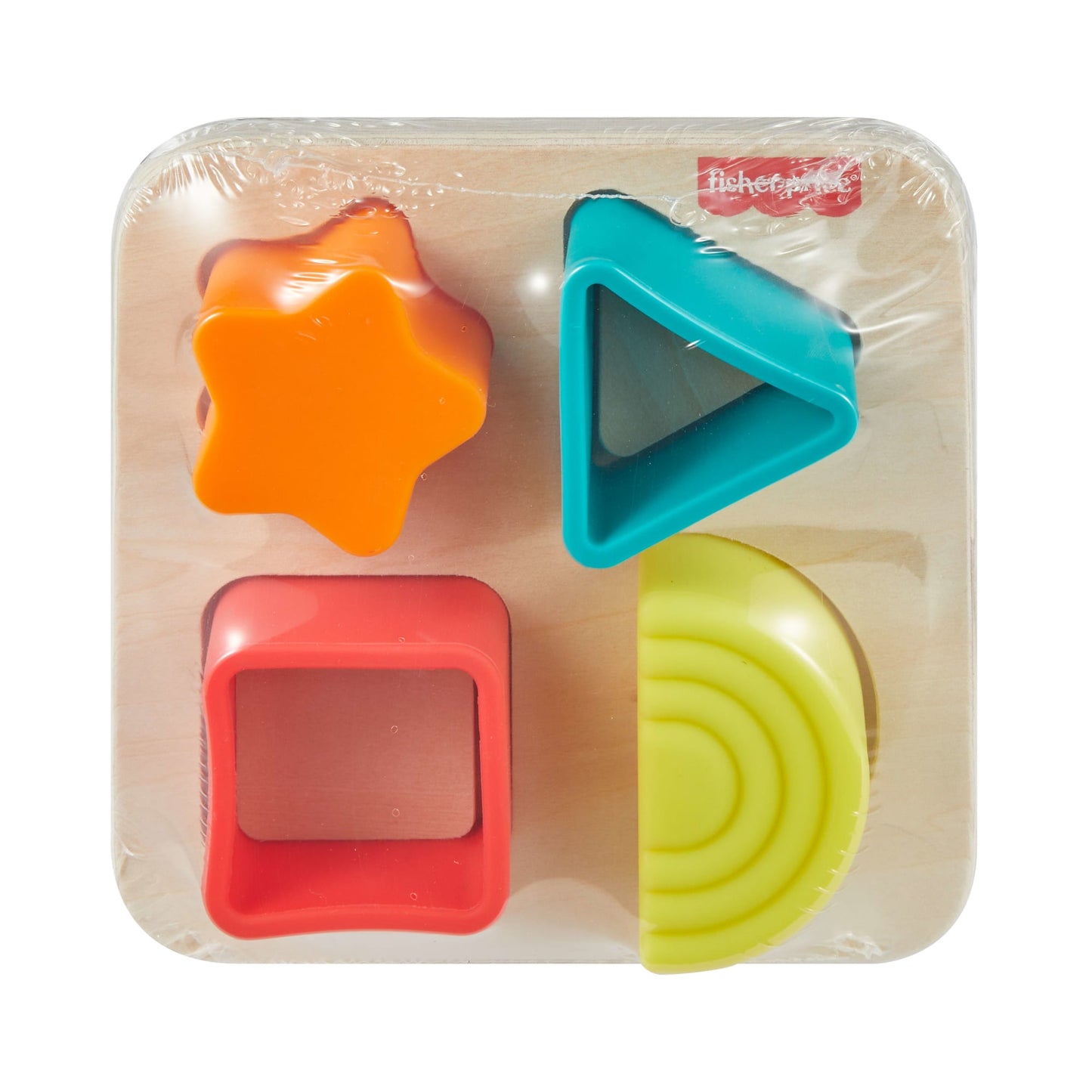 Fisher-Price Wooden Silicone Puzzle, Shape-Sorter Developmental Toy For Baby, 5 Pieces