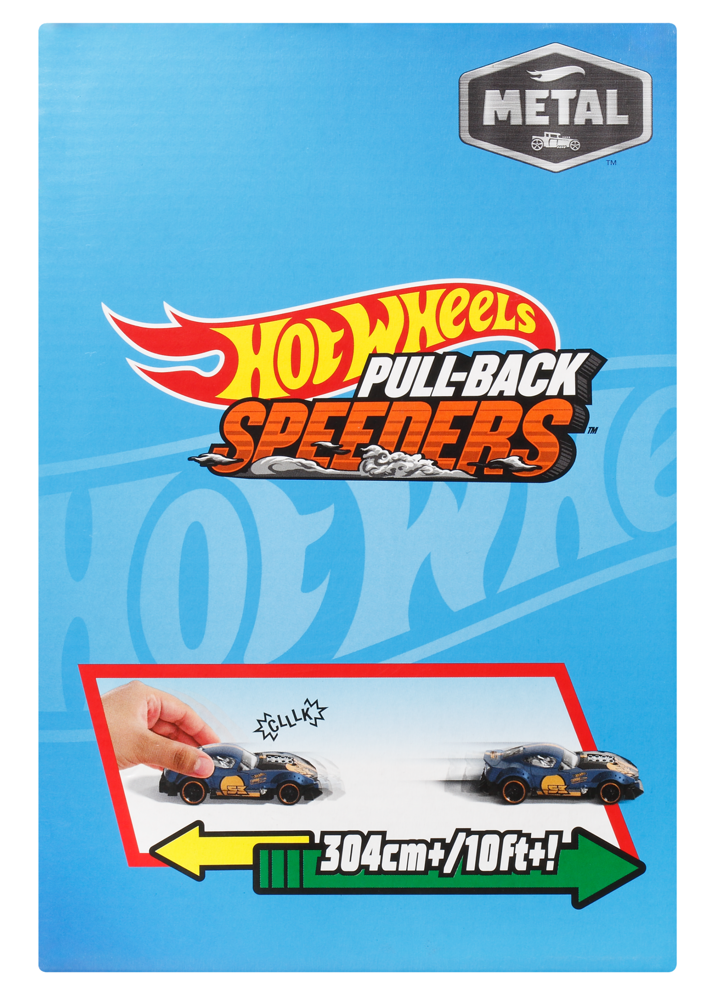 Hot Wheels Pull-Back Speeders Toy Car in 1:43 Scale, Pull Car Backward & Release To Race