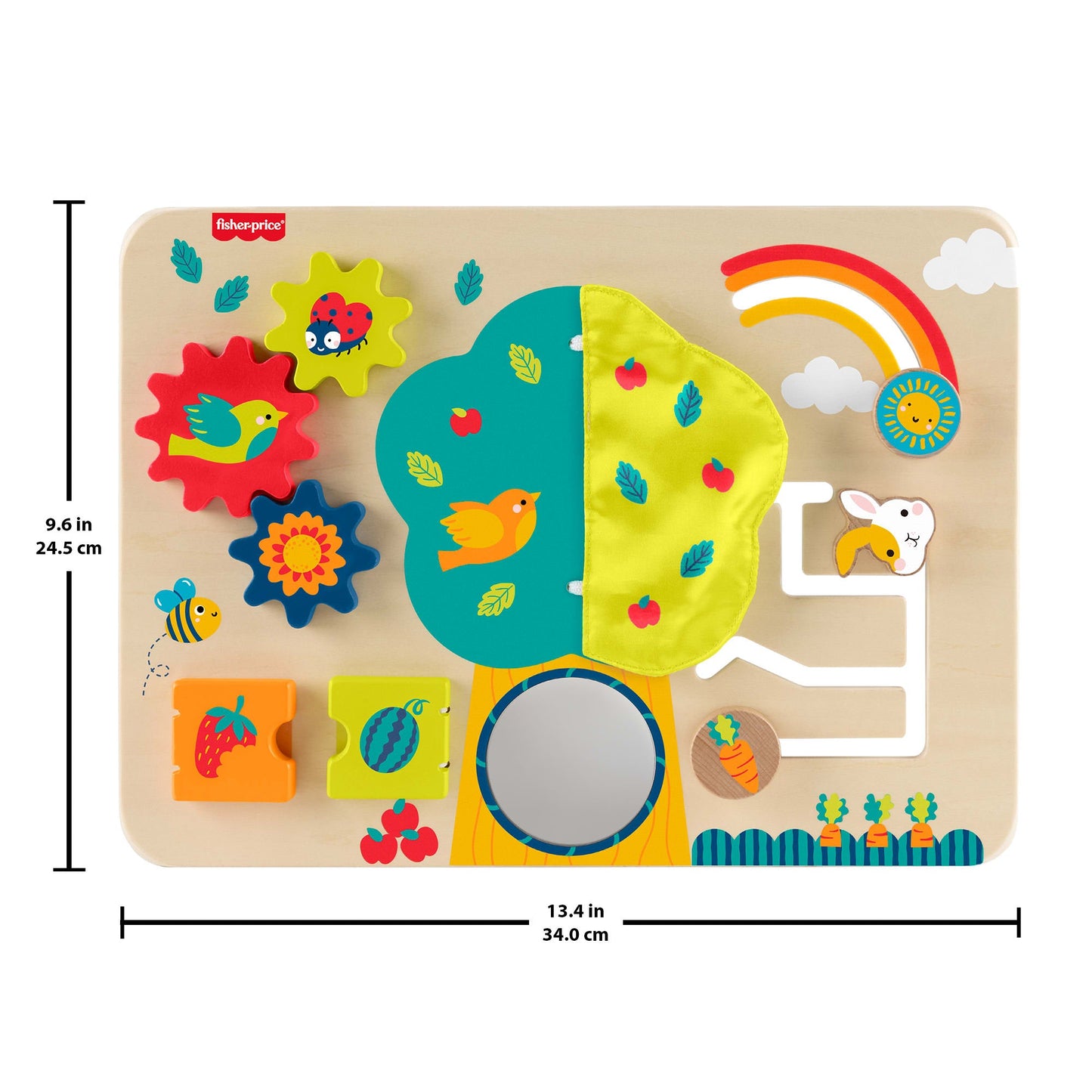 Fisher-Price Wooden Activity Station Baby Busy Board Toy For Developmental Play, 1 Wood Piece