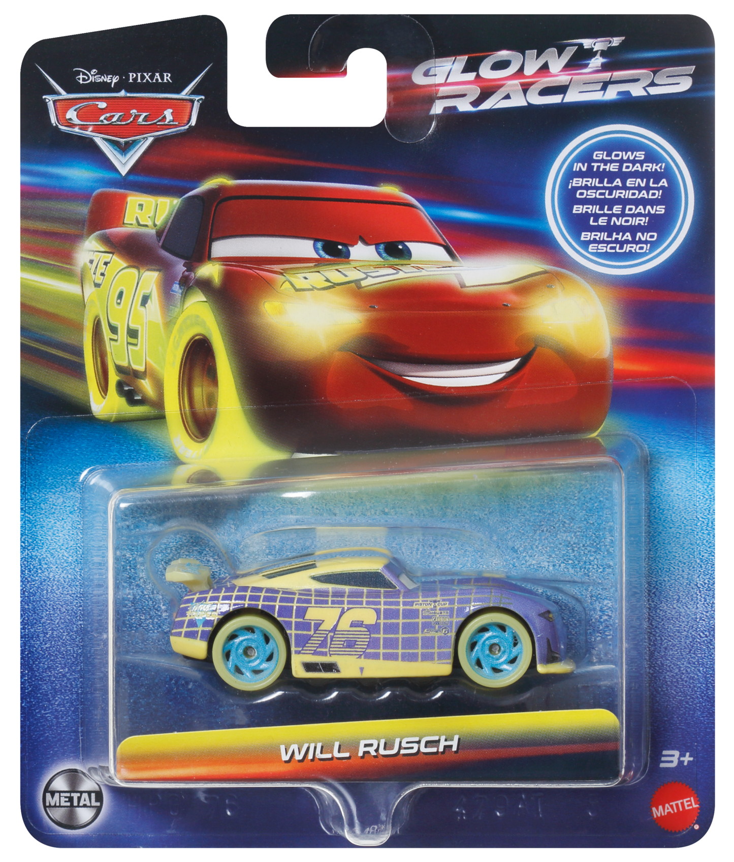 Disney And Pixar Cars Glow Racers Vehicles, Glow-in-The-Dark 1:55 Scale Die-Cast Toy Cars