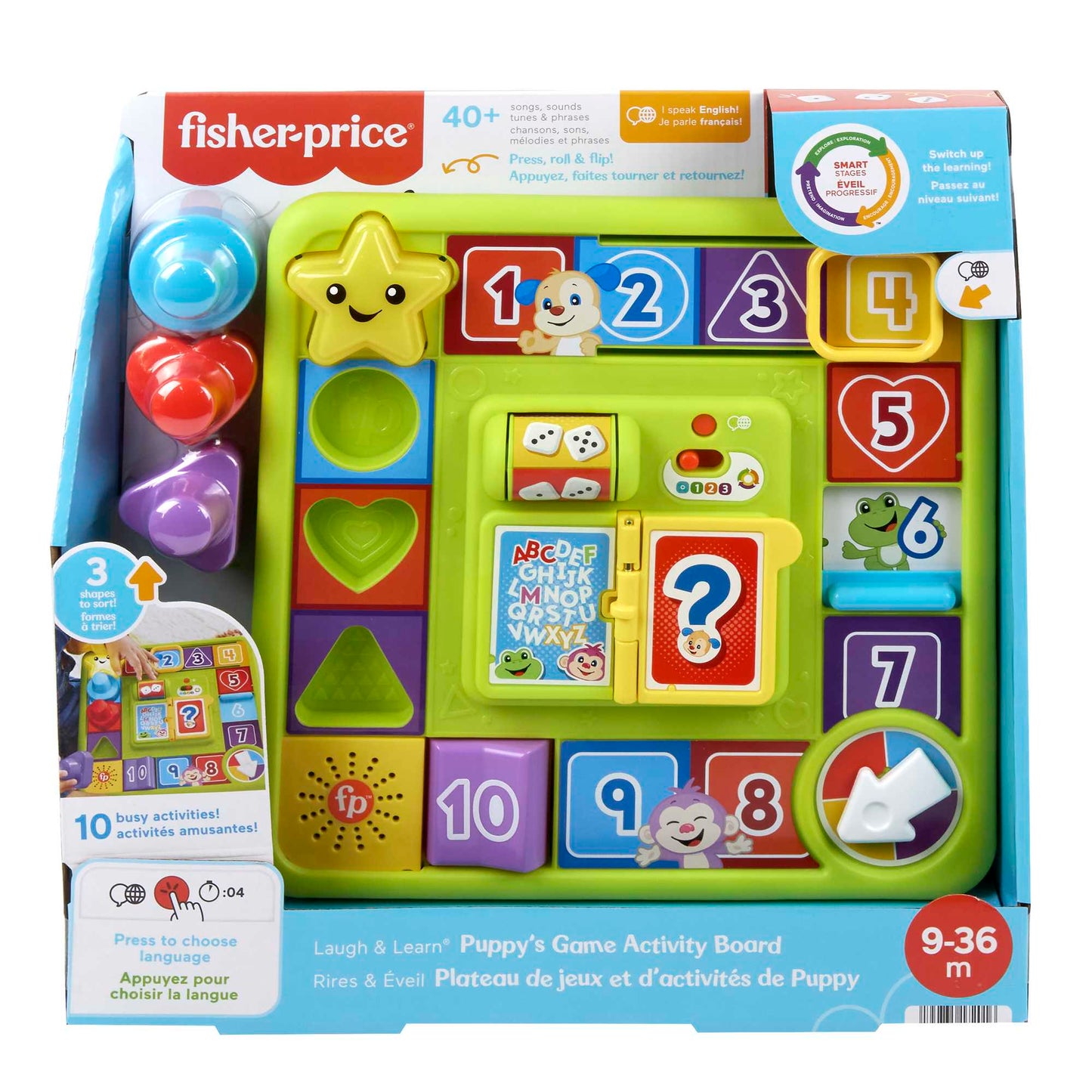 Fisher-Price Pretend Board Game Baby Toy With Music, Laugh & Learn Puppy's Game Activity Board, Multi-Language Version