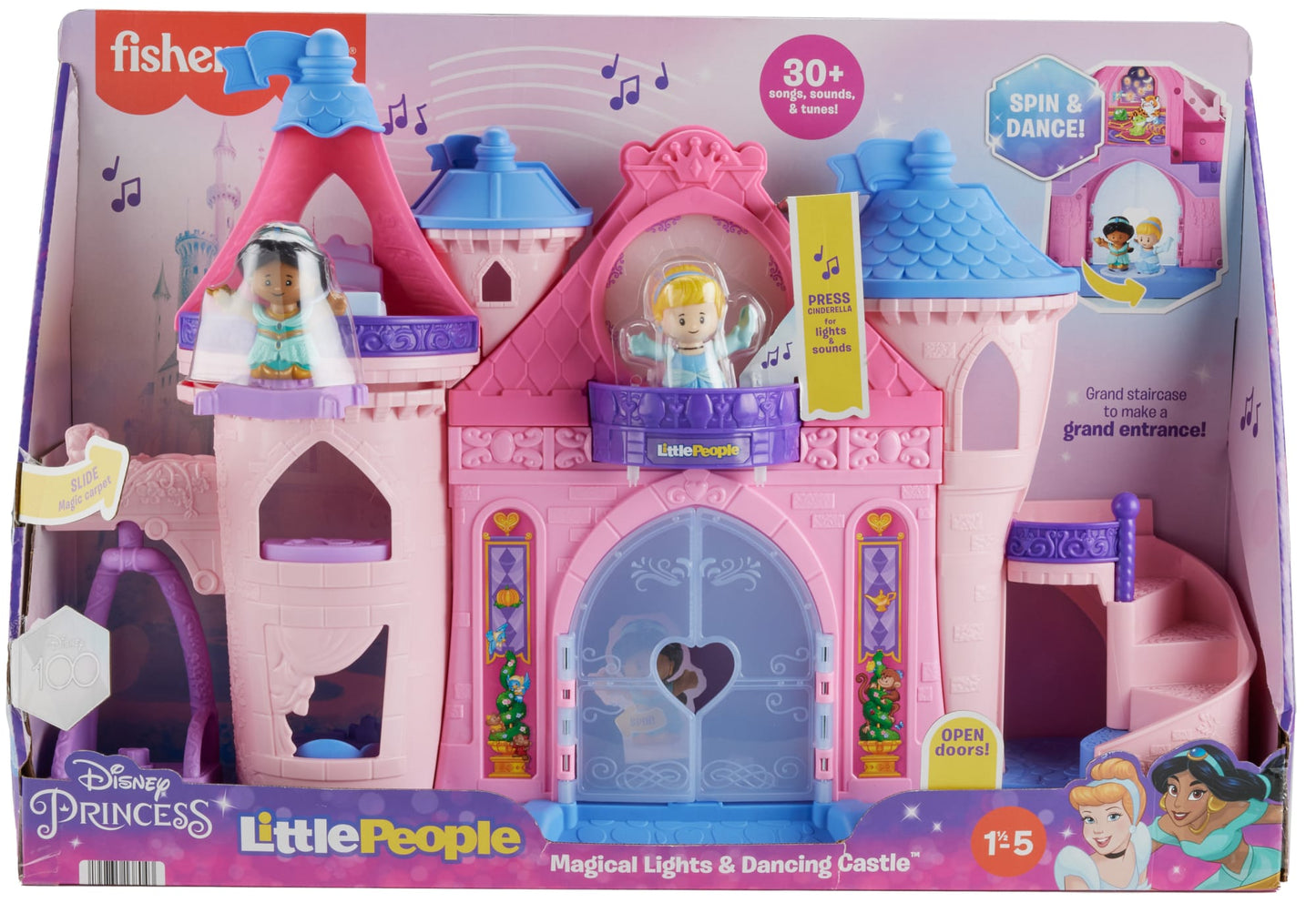 Fisher-Price Little People Disney Princess Magical Lights & Dancing Castle Playset, 2 Figures