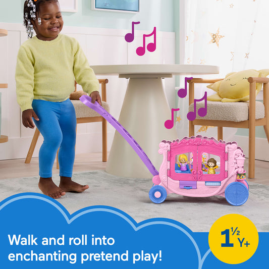 Fisher-Price Little People Disney Princess Pull-Along Musical Carriage Toddler Toy With 2 Figures