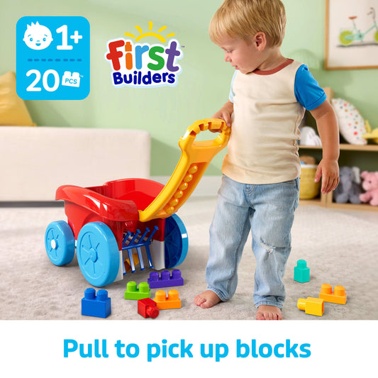 MEGA Bloks First Builders Block Scooping Wagon With Storage (20 Pieces) For Toddlers