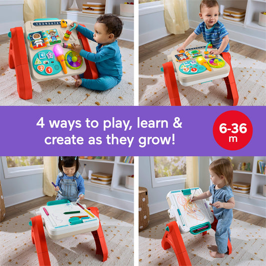Fisher-Price Laugh & Learn 4-In-1 Activity Table & Easel, Electronic Learning Toy For Baby & Toddler