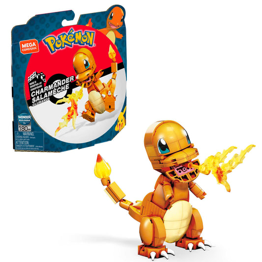 MEGA Pokémon Build & Show Charmander Toy Building Set, 4 inches Tall,