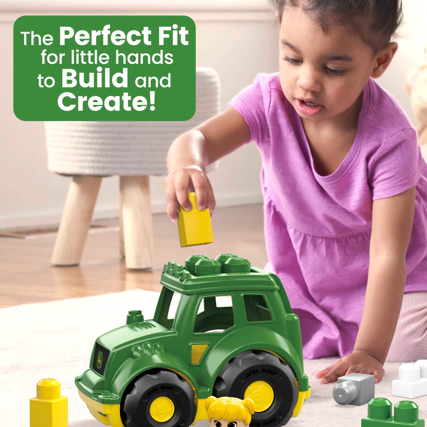 MEGA BLOKS John Deere Lil' Tractor Building Toy Blocks (6 Pieces) For Toddlers