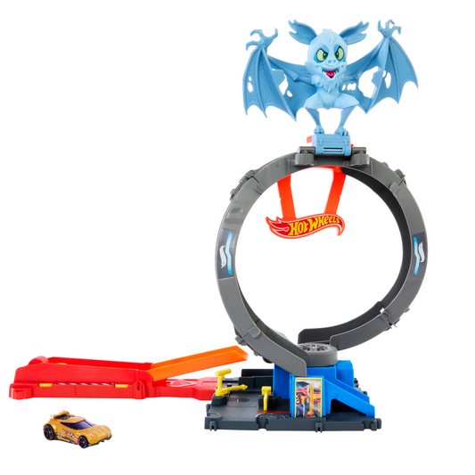 Hot Wheels City Bat Loop Attack Playset & 1:64 Scale Toy Car, Featured in The Series “Let's Race”
