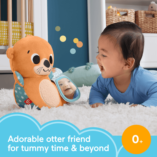 Fisher-Price 2-in-1 Rockin’ Tummy Time Otter, Plush Baby Sensory Toy For Tummy Time