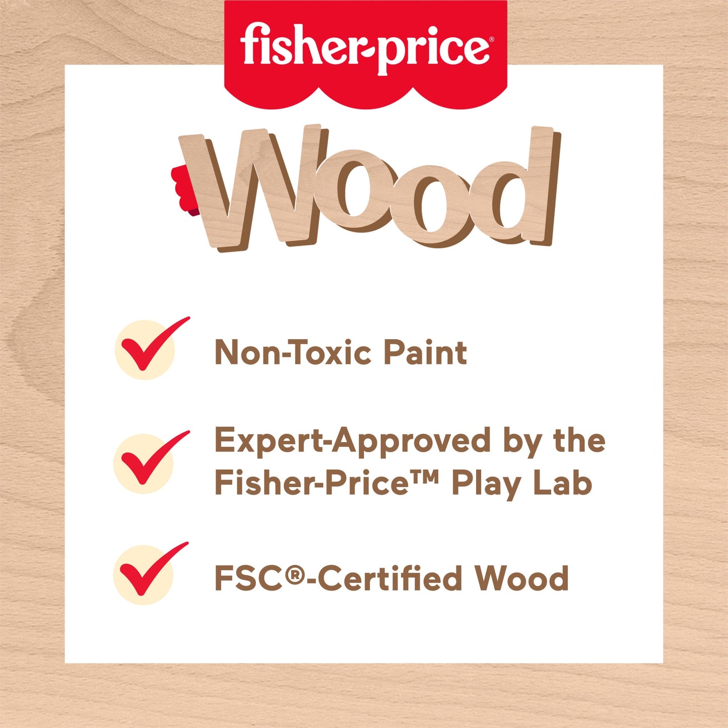 Fisher-Price Wooden Stacking Shape Sorter Toddler Fine Motor Toy, 26 Pieces