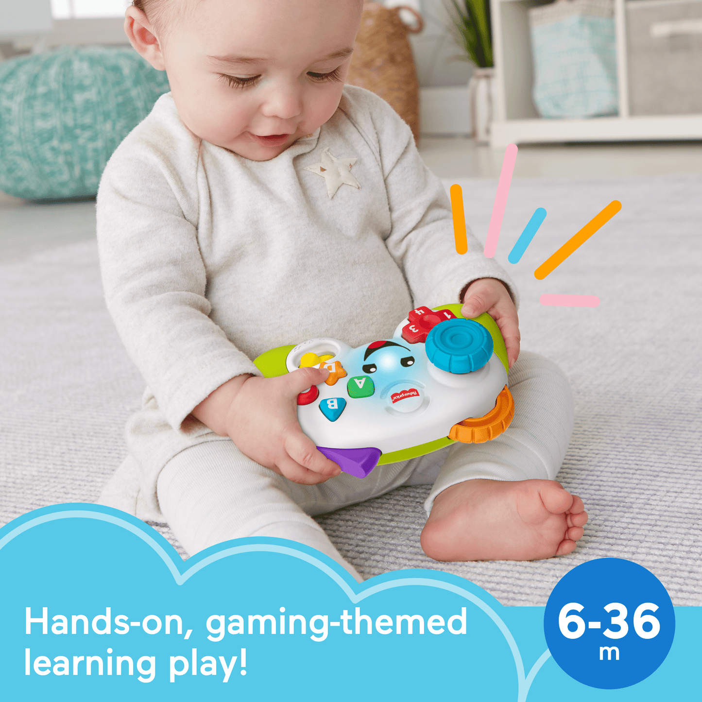 Fisher-Price Laugh & Learn Game & Learn Controller Musical Baby Toy With Lights, Multilanguage Version