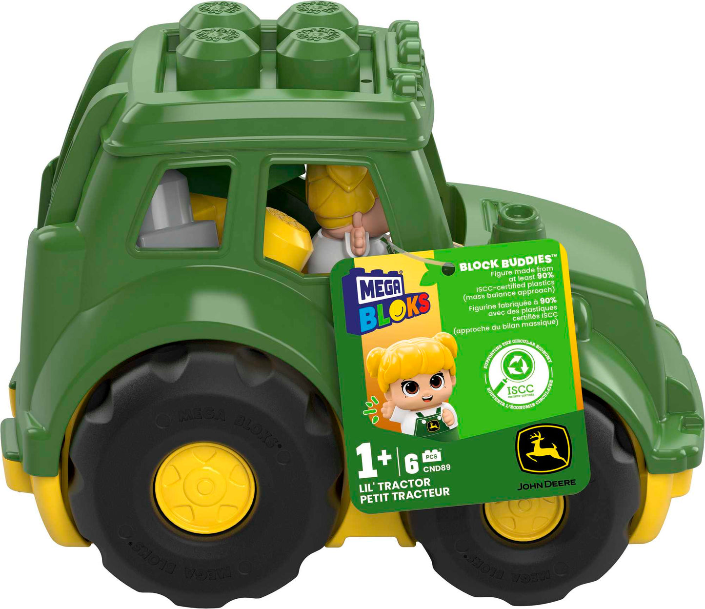 MEGA BLOKS John Deere Lil' Tractor Building Toy Blocks (6 Pieces) For Toddlers