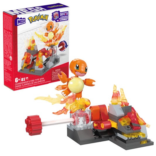 MEGA Pokémon Charmander's Fire-Type Spin Building Toy Kit With Figure (81 Pieces) For Kids