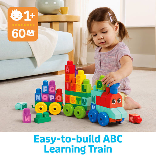 MEGA Bloks ABC Learning Train Fisher Price Building Toy Blocks (60 Pieces) For Toddler